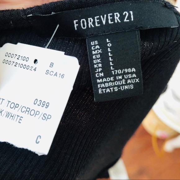 🌷Forever 21 Black Crop Top Print - Picture 5 of 6